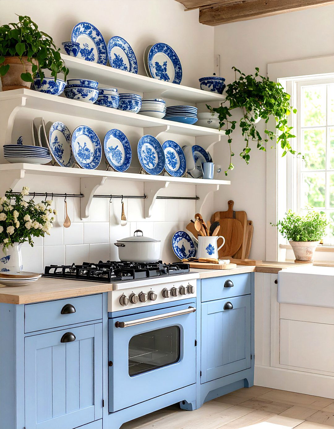English Country Kitchen with Plate Racks - 30 kitchen wall decor ideas