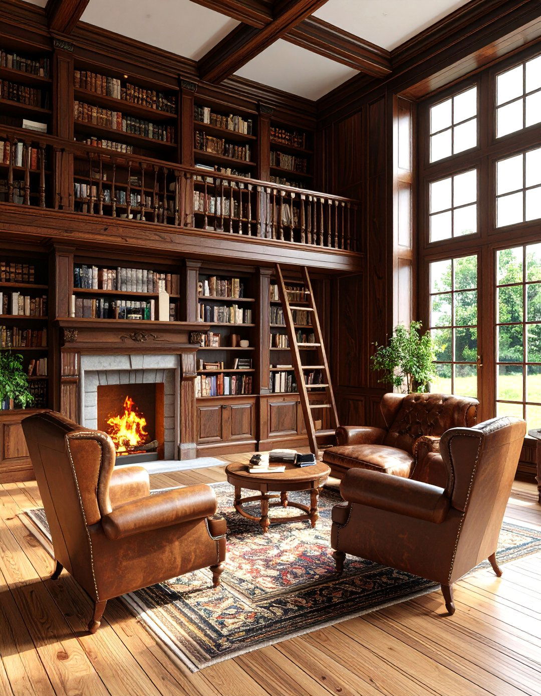English Countryside Library - 30 3d rendering interior design ideas