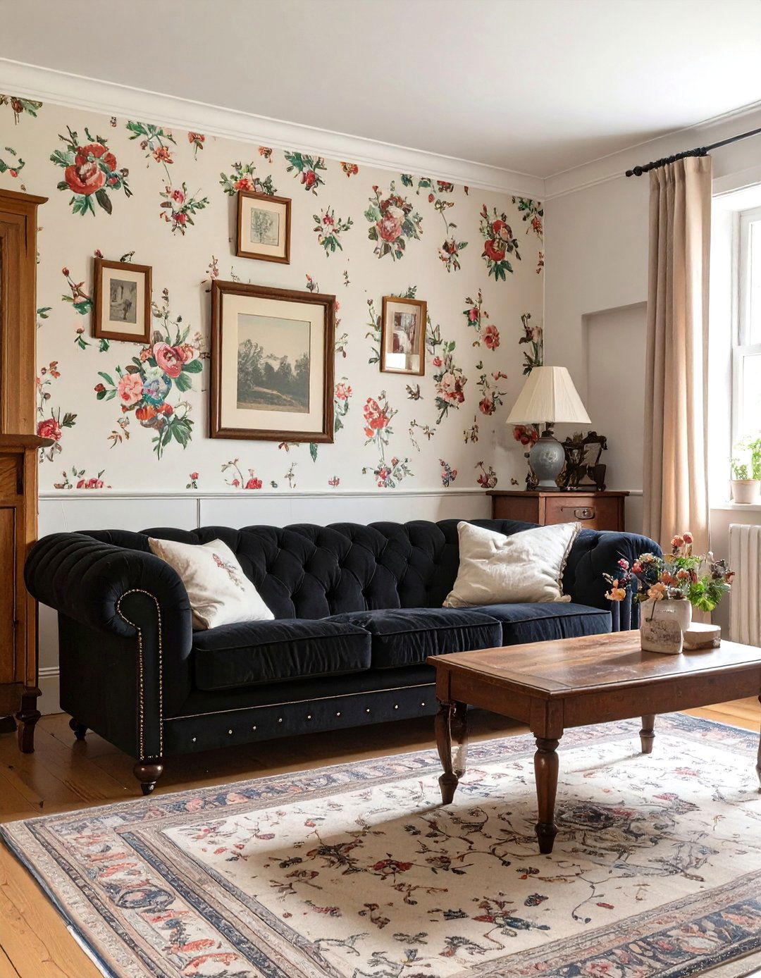 English Countryside Living Room - 30 black couch living room ideas