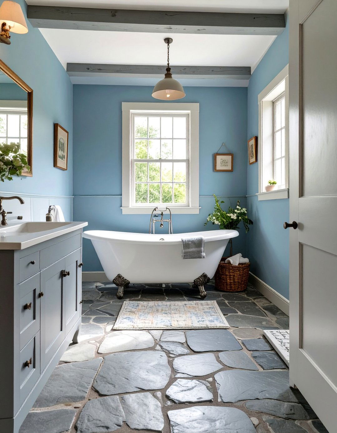 English Countryside with Duck Egg Blue and Stone Gray - 30 blue and gray bathroom ideas