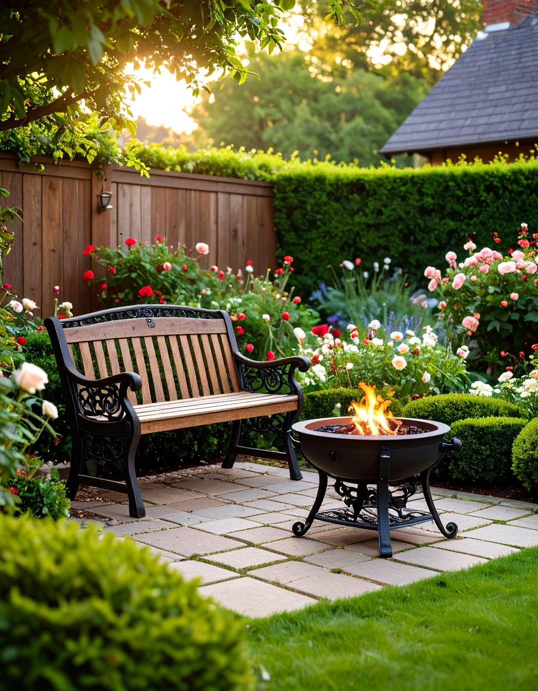 English Garden Fire Pit Nook - 30 fire pit backyard ideas
