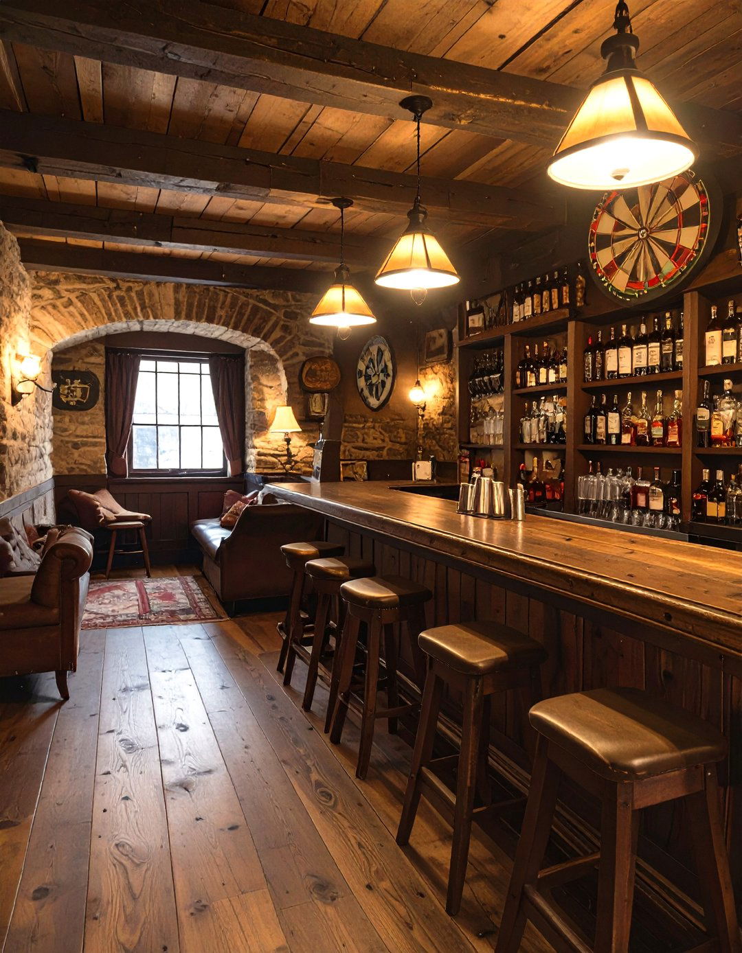 English Pub Style Basement - 30 basement furniture ideas