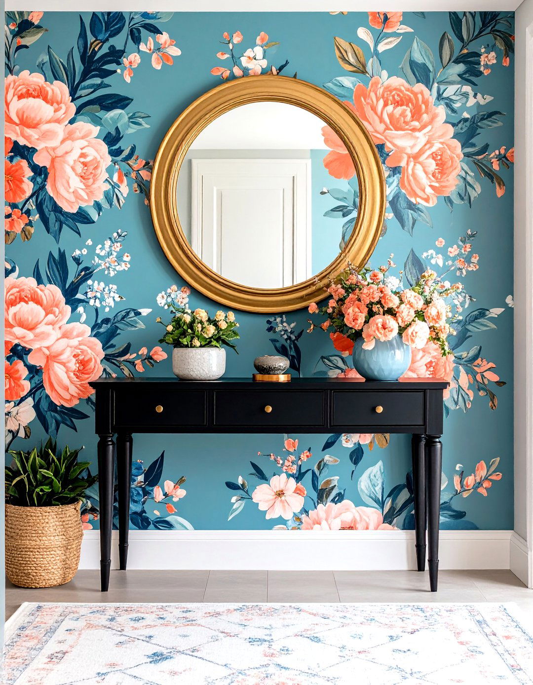 Entryway Bold Wallpaper Design - 30 accent wall designs
