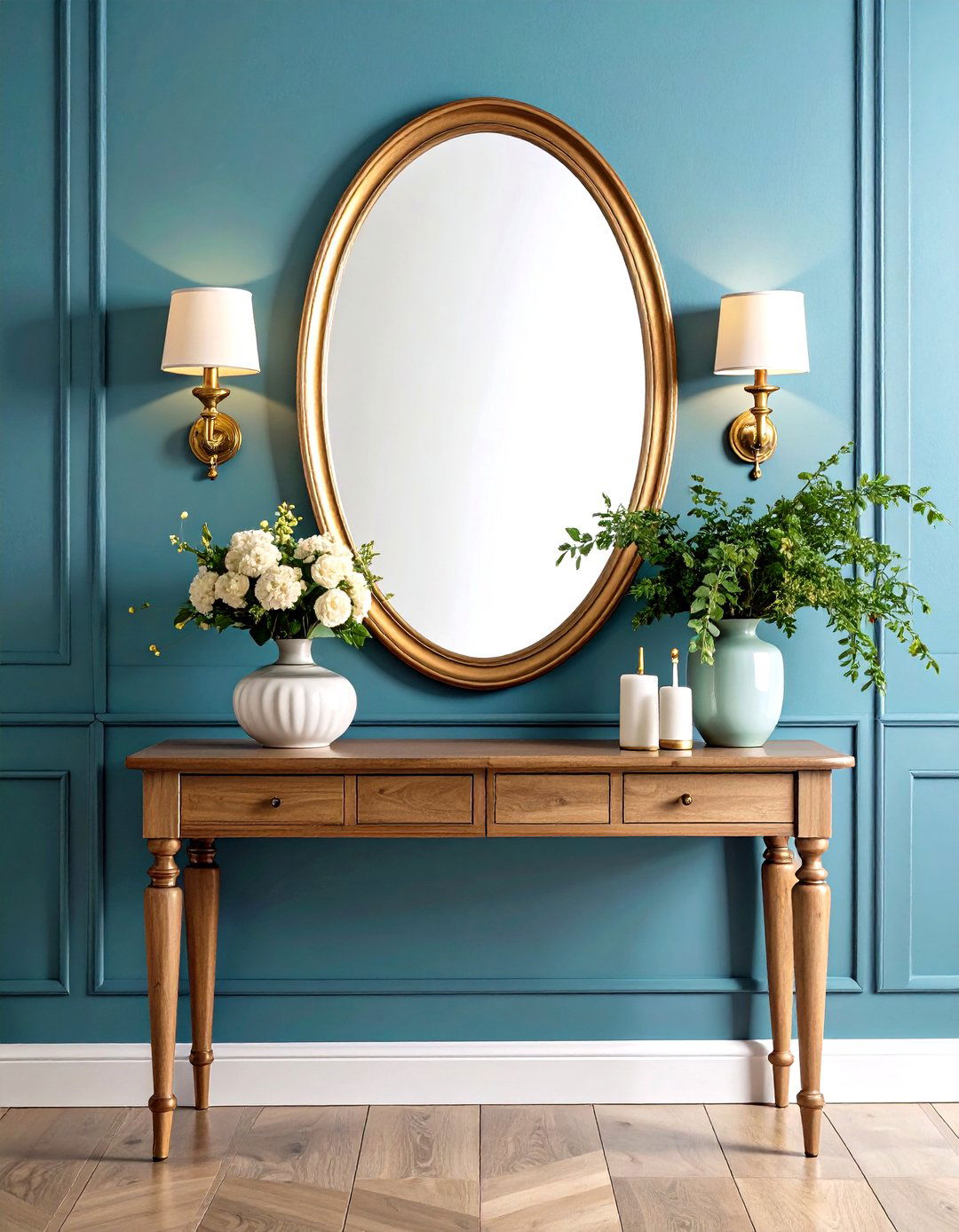 Entryway Mirror Flanked by Sconces - 30 entryway mirror ideas