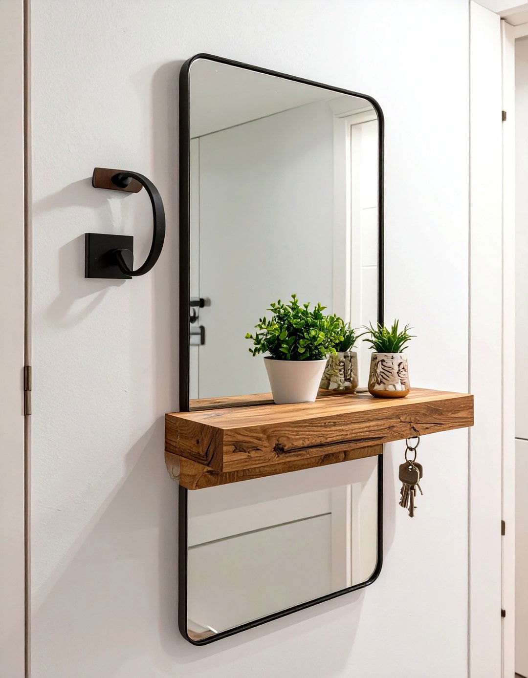 Entryway Mirror with a Shelf - 30 how to use mirrors in interior design ideas