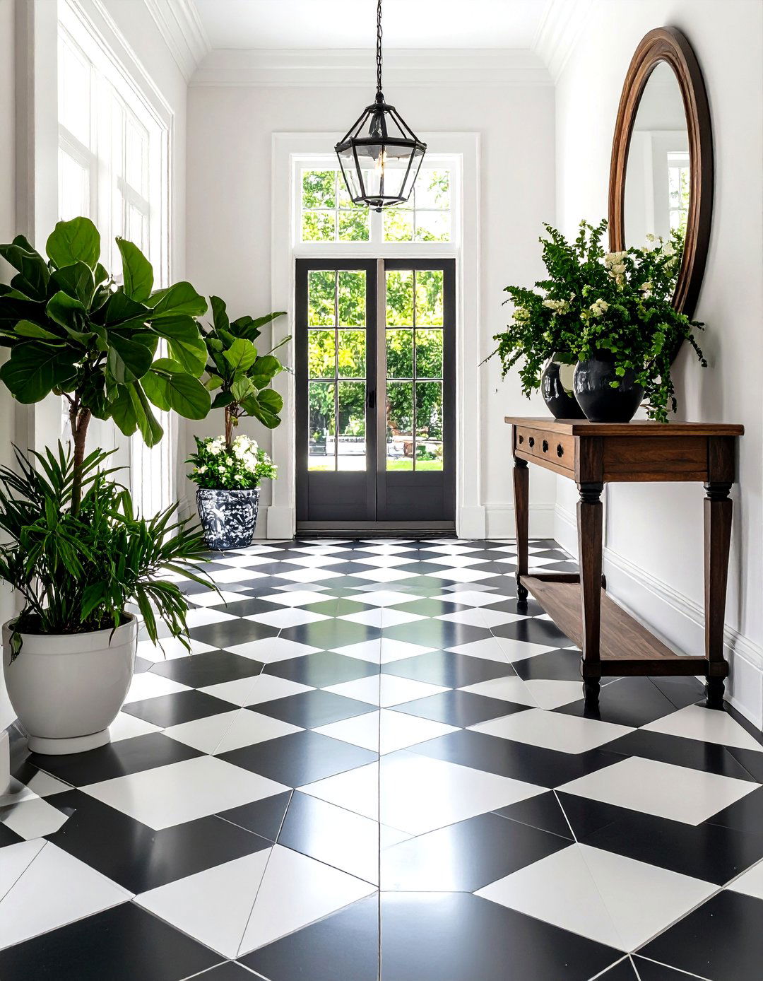Entryway with Checkerboard Tiles - 30 pinterest interior design ideas