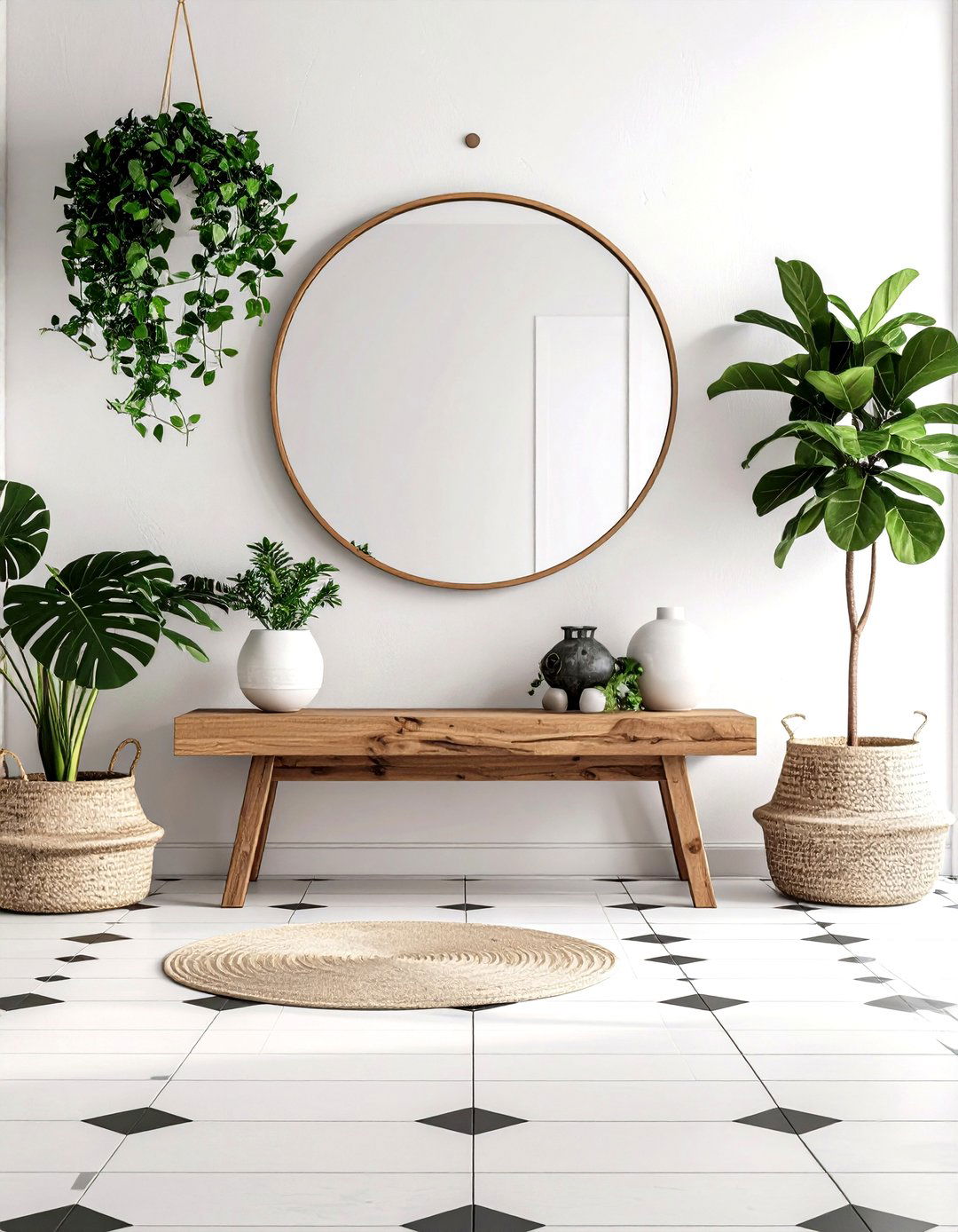 Entryway with Geometric Patterned Floor Tiles - 30 patricketsesfantomes.com what is interior design ideas