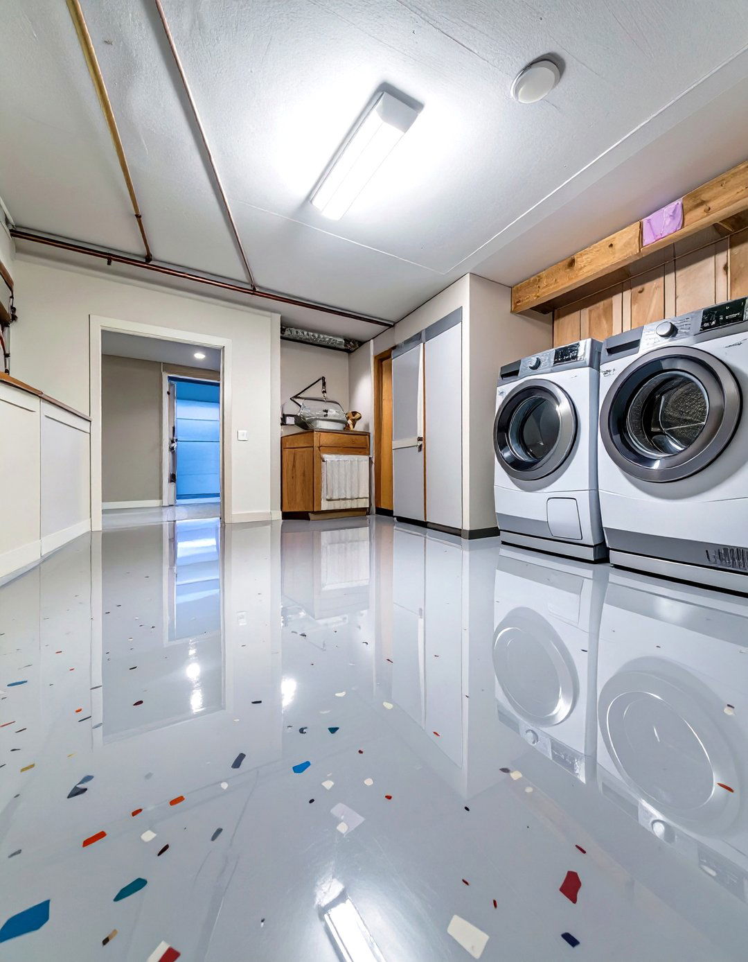 Epoxy Floor Coating for Ultimate Durability - 30 unfinished basement laundry room ideas