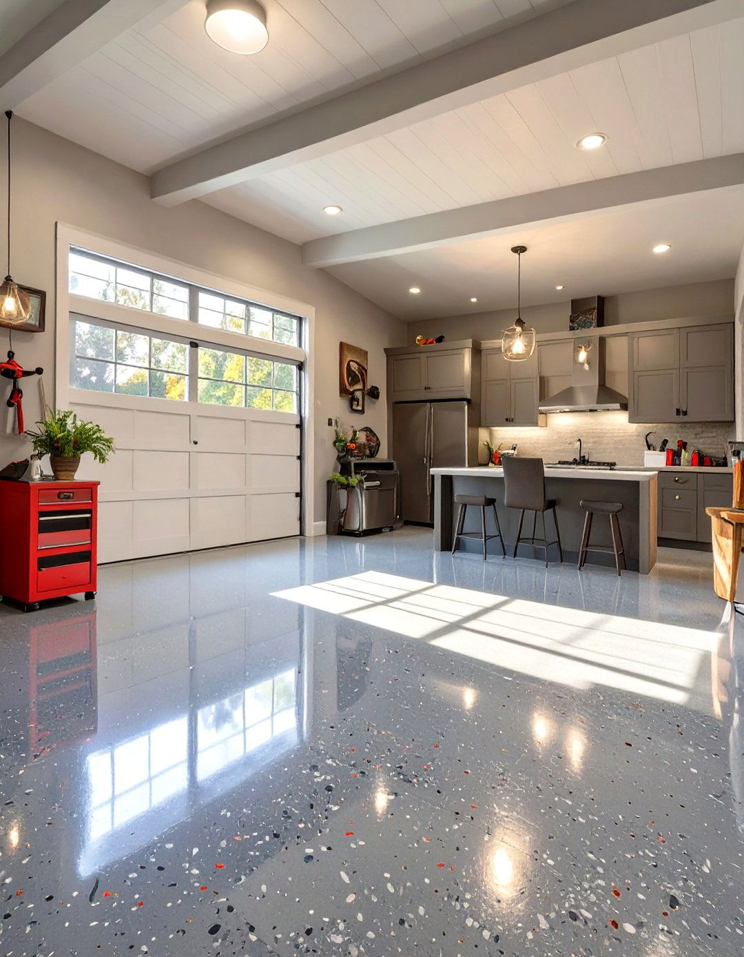 Epoxy Flooring for a Polished Garage Look - 30 small garage man cave ideas