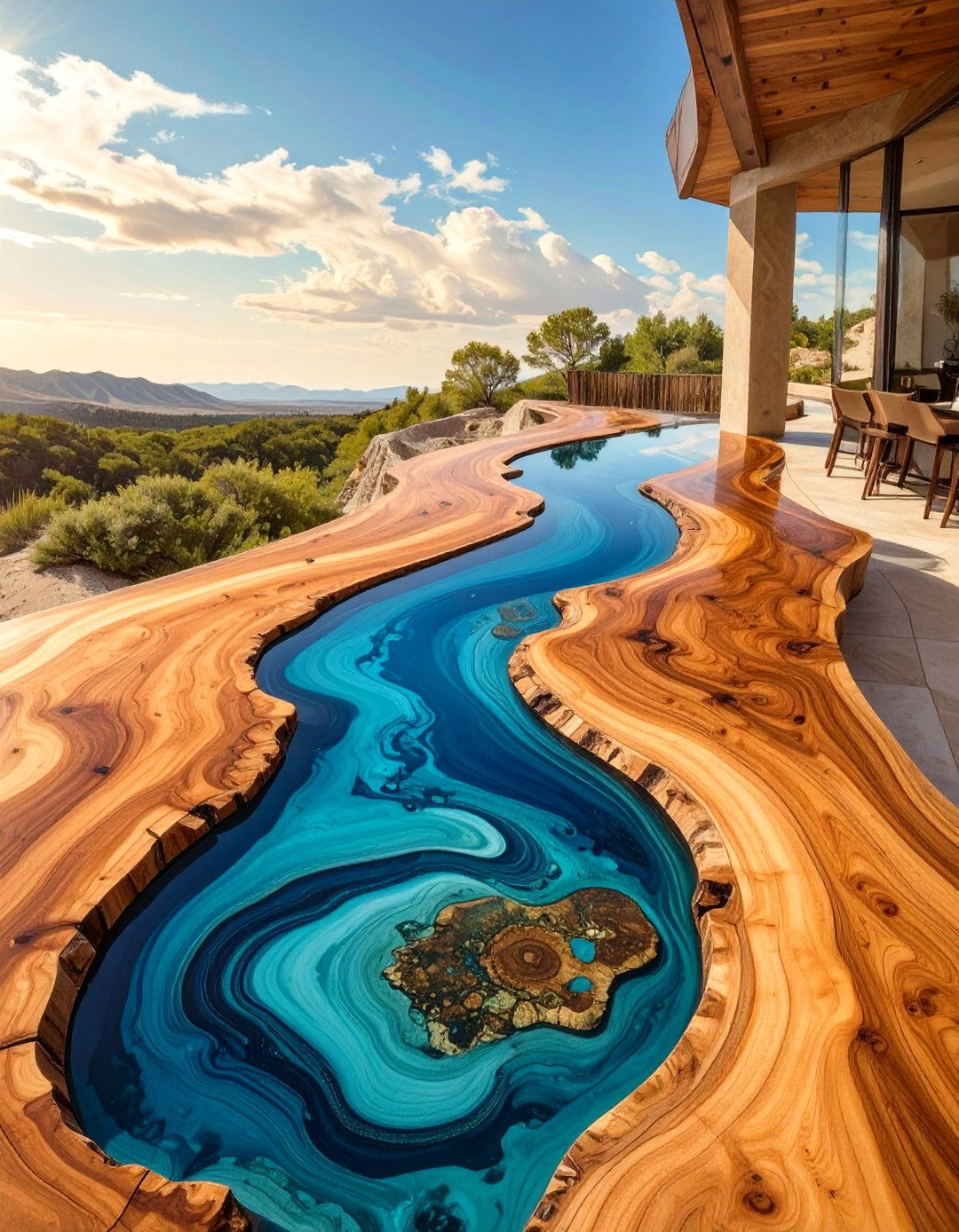 Epoxy Resin River Outdoor Bar Top - 30 outdoor bar top ideas