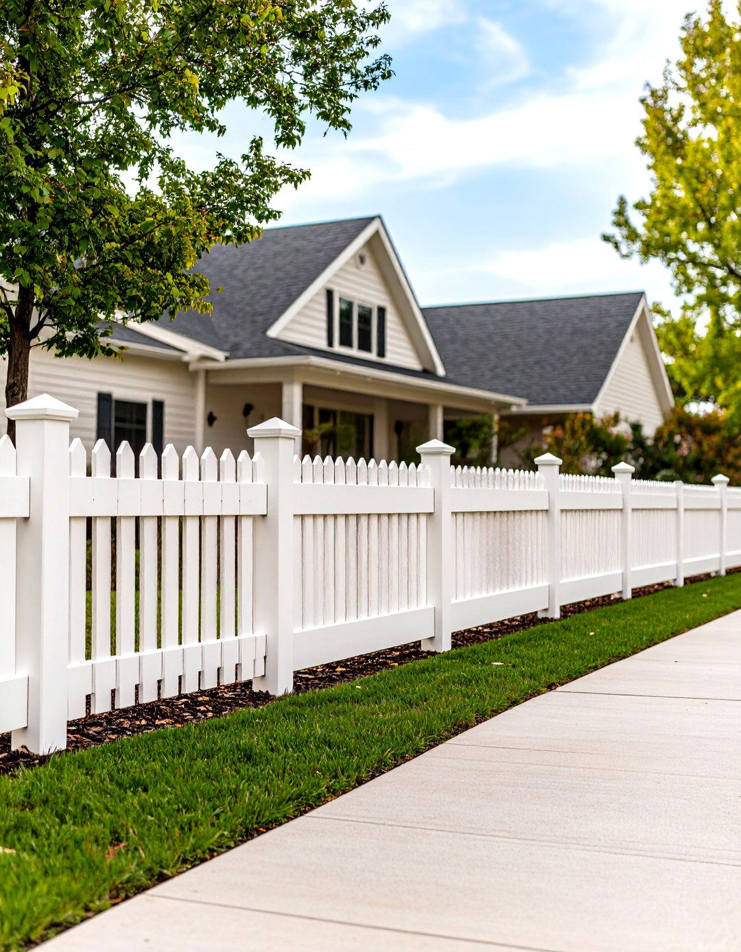 Equestrian Style Three Board Fence - 30 front yard fence ideas with driveway