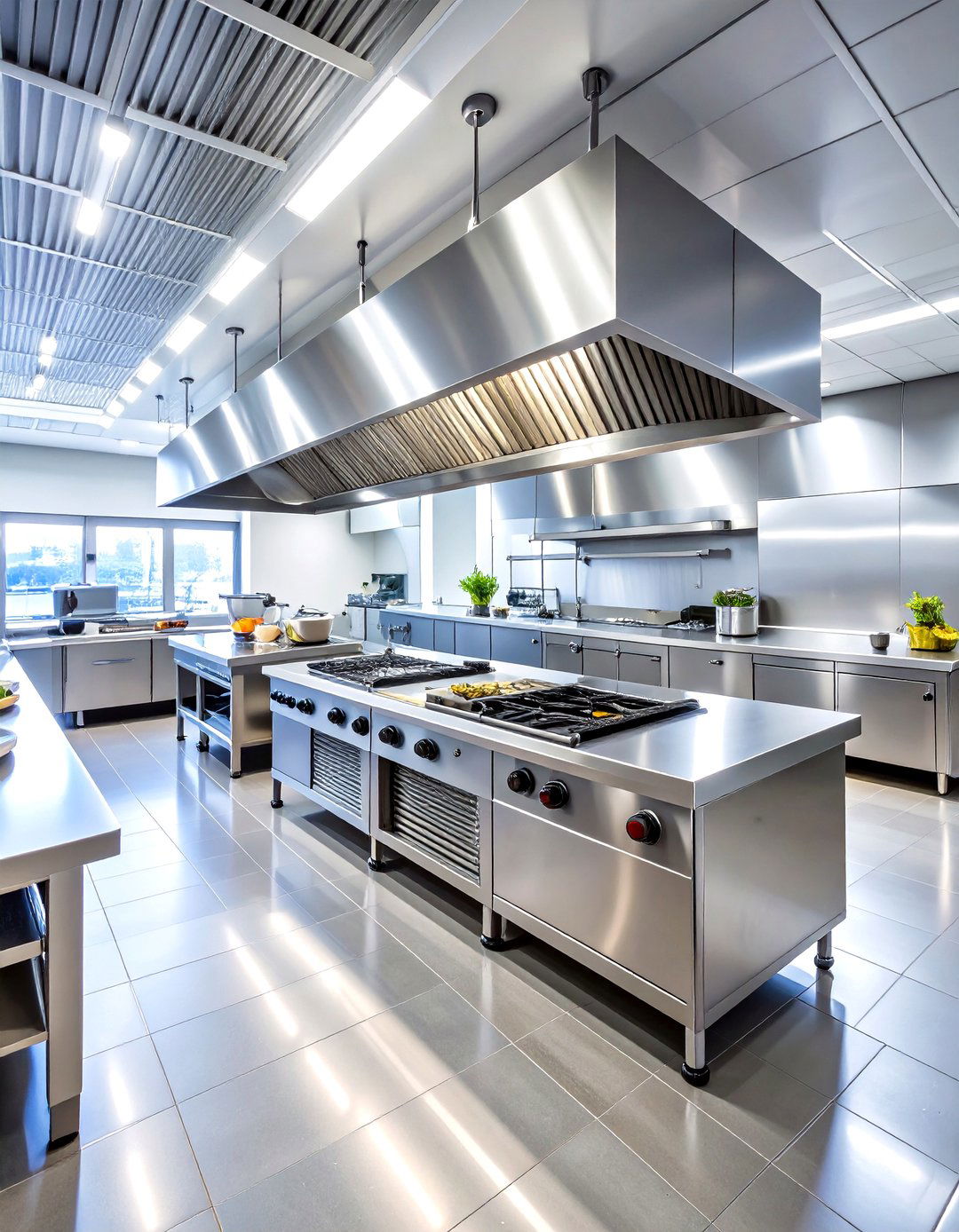 Ergonomic Island Layout - 30 restaurant kitchen design ideas