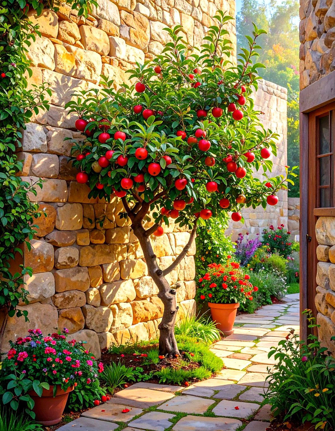 Espalier Fruit Trees on a Small Patio - 30 small patio garden ideas