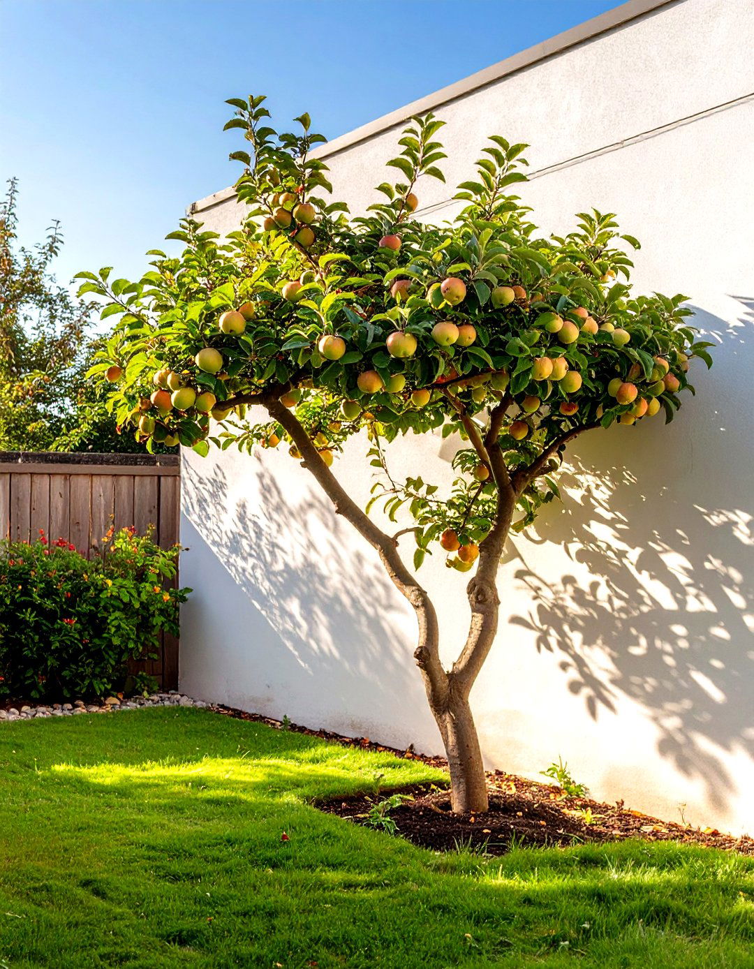 Espaliered Fruit Trees Along a Backyard Fence - 30 tiny backyard ideas