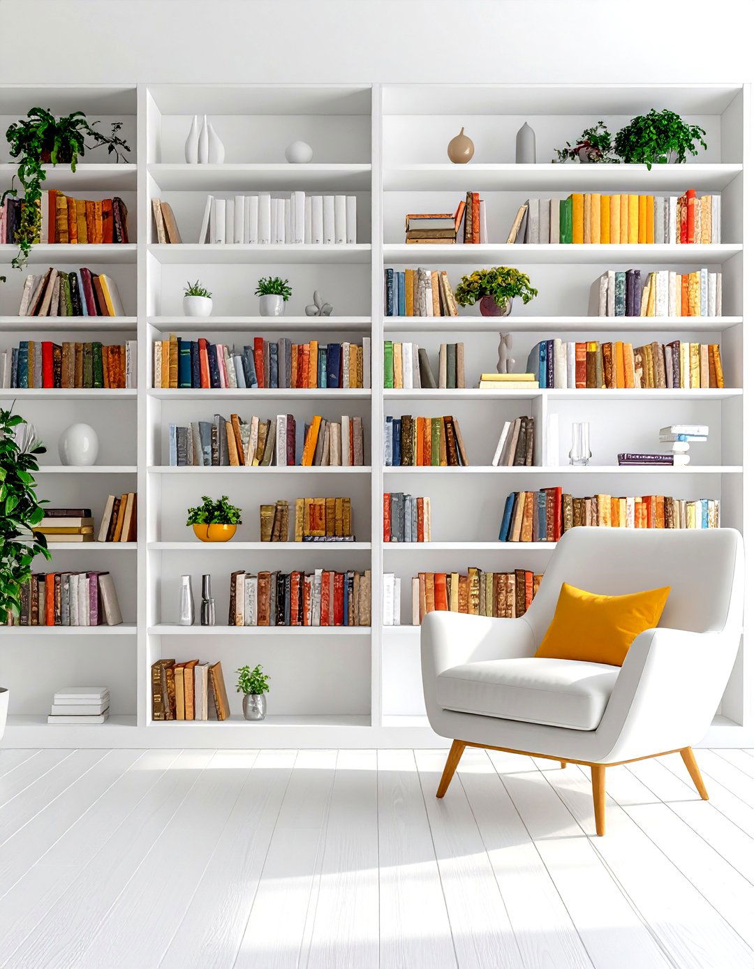 Expansive Wall to Wall Bookshelves - 30 large wall decor ideas for living room