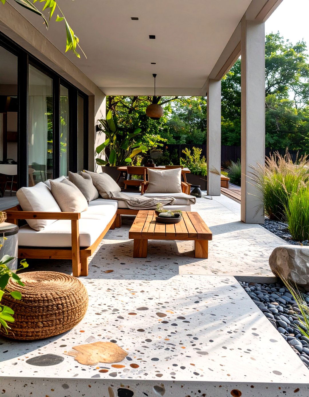 Exposed Aggregate Concrete Deck for Texture - 30 concrete deck ideas