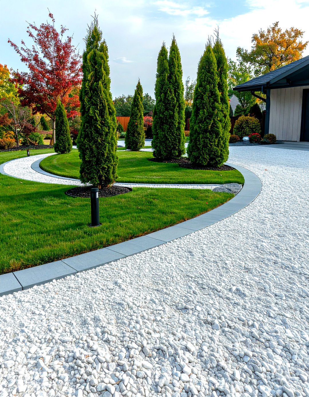 Exposed Aggregate Half Circle Driveway - 30 front yard half circle driveway designs
