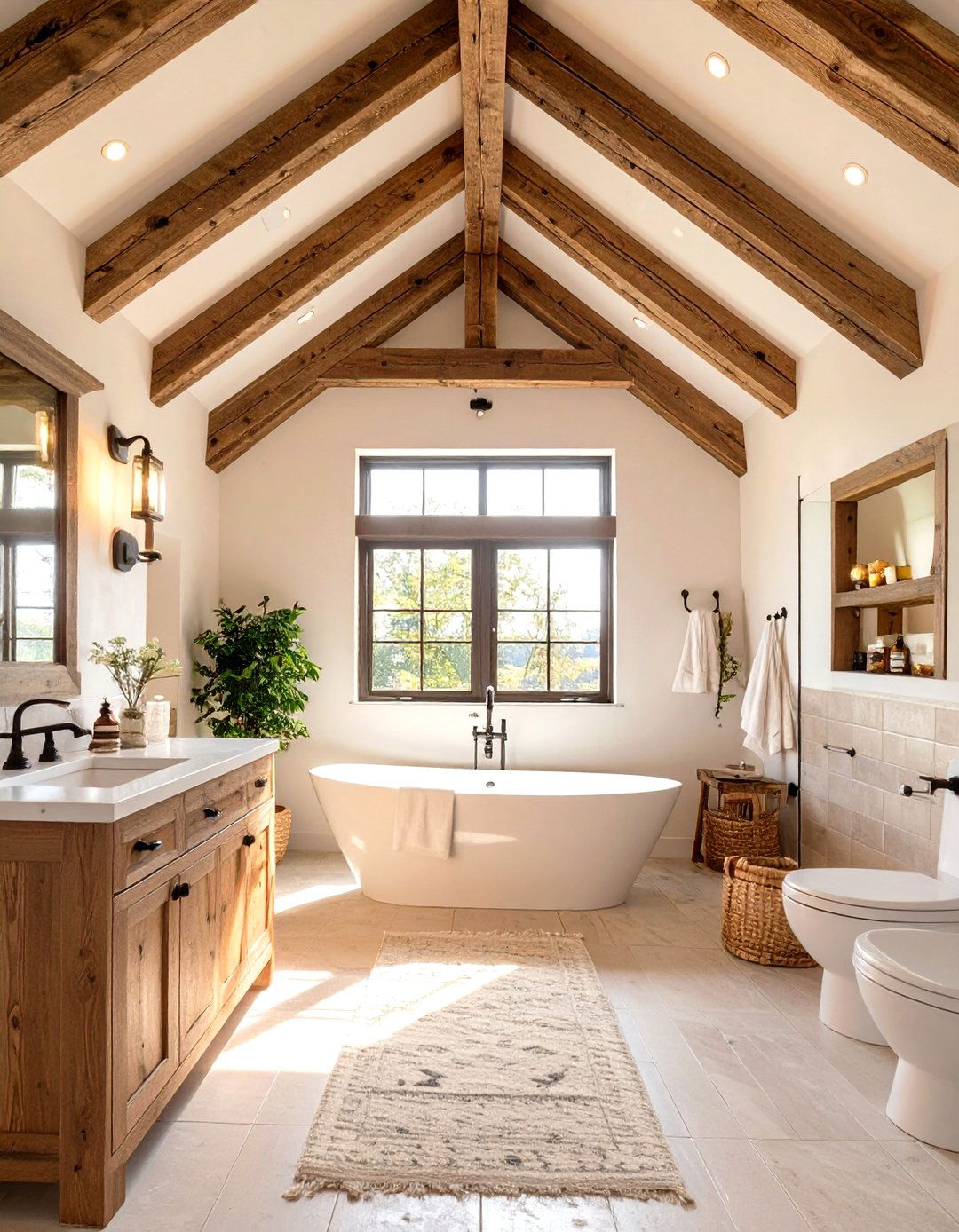 Exposed Beam Bathroom - 30 farmhouse bathroom ideas