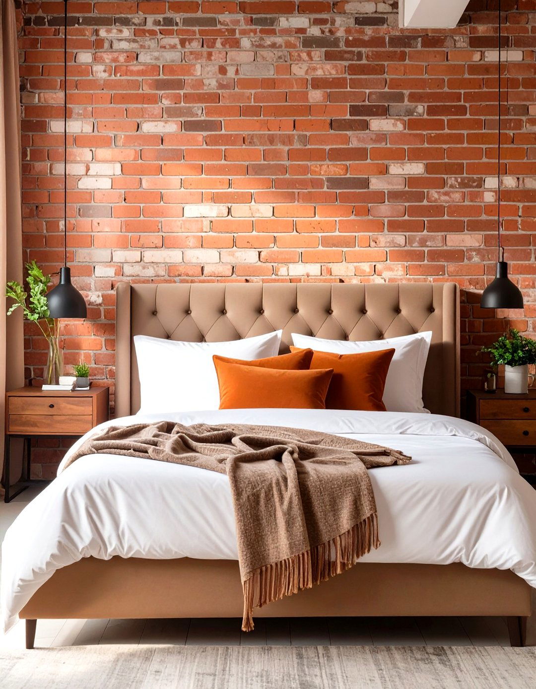 Exposed Brick Accent Wall - 30 vintage bedroom ideas