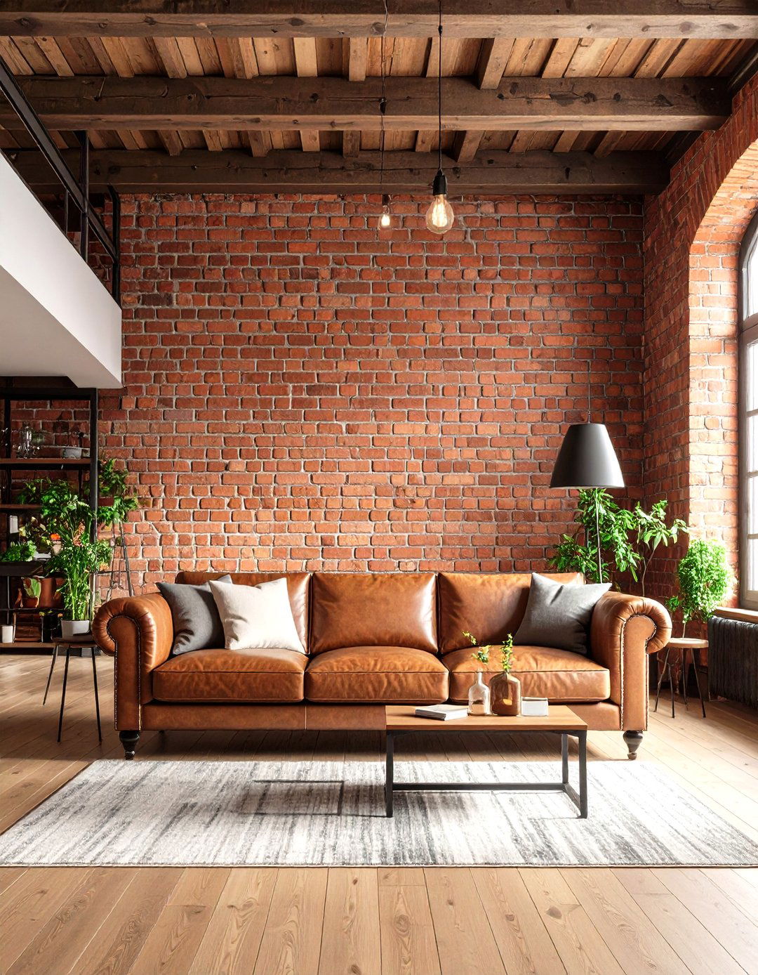Exposed Brick Accent Wall Living Room - 30 living room high ceiling wall decor ideas