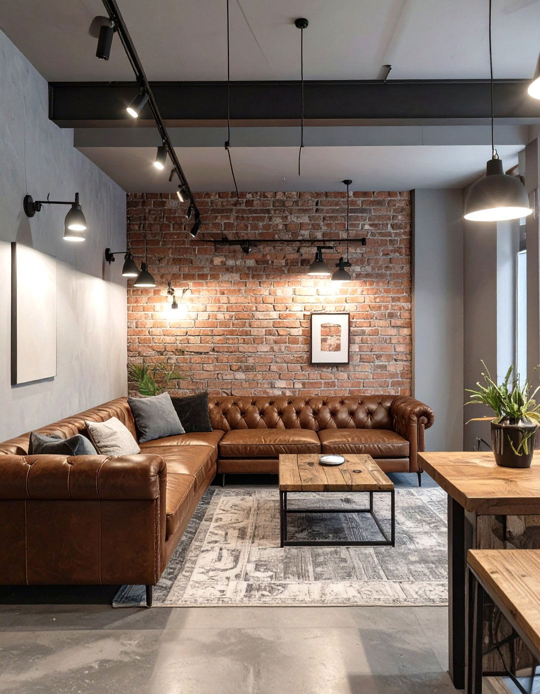 Exposed Brick Accent Wall - 30 basement paint color ideas