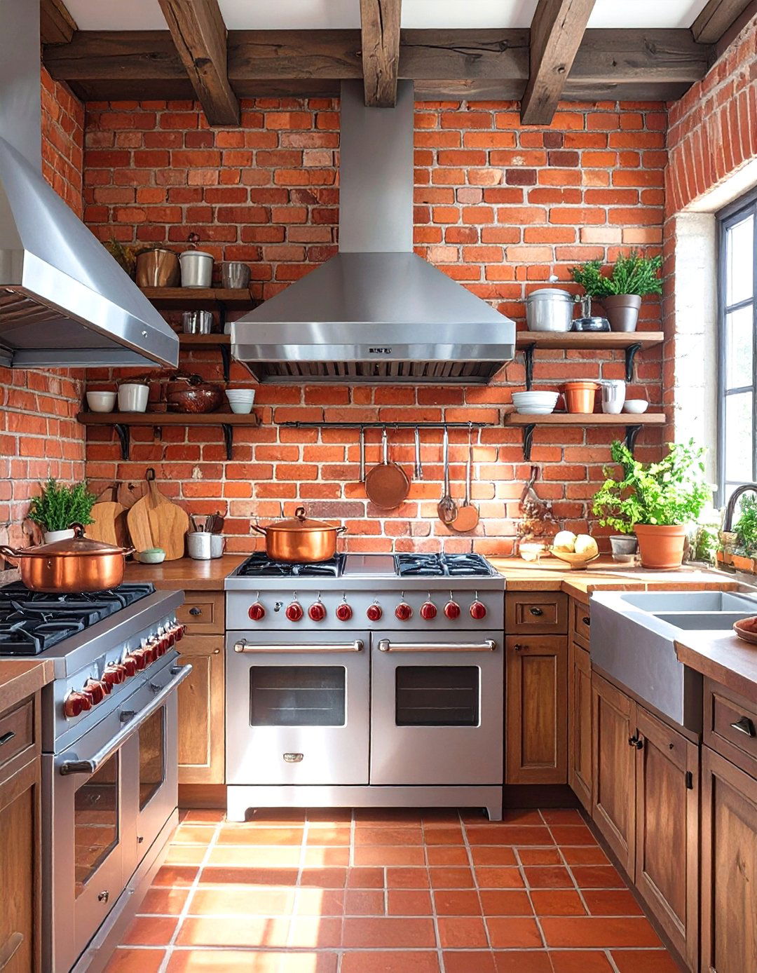 Exposed Brick Backsplash - 30 small rustic kitchen ideas