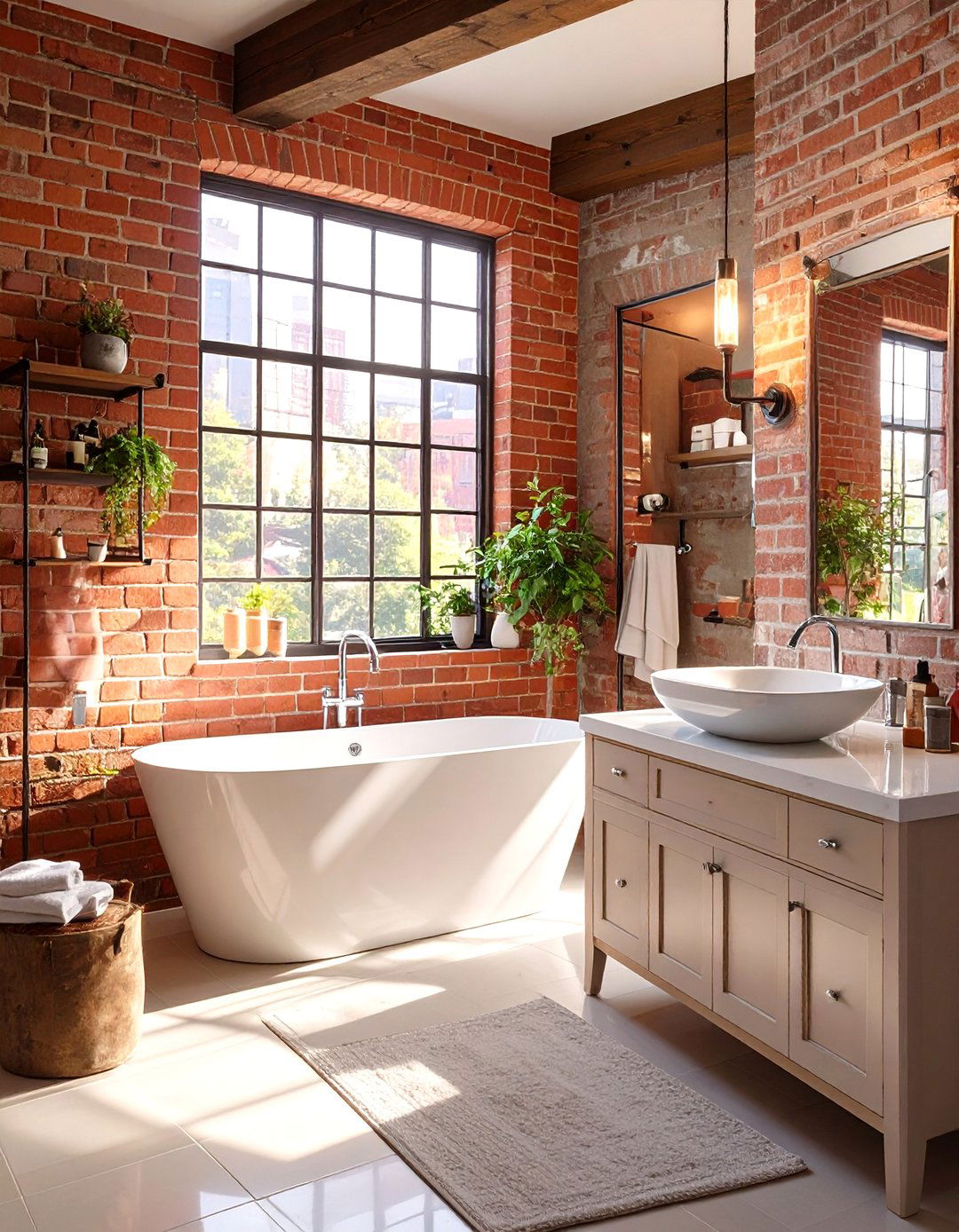 Exposed Brick Bathroom Backsplash - 30 bathroom backsplash ideas
