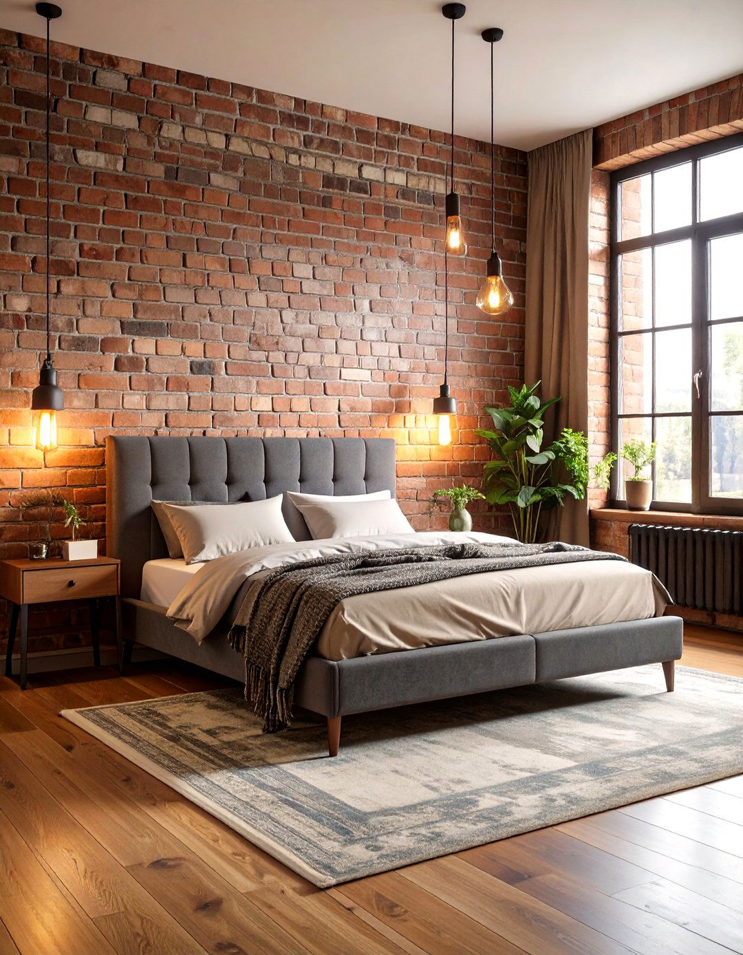 Exposed Brick Bedroom Charm - 30 accent wall bedroom ideas