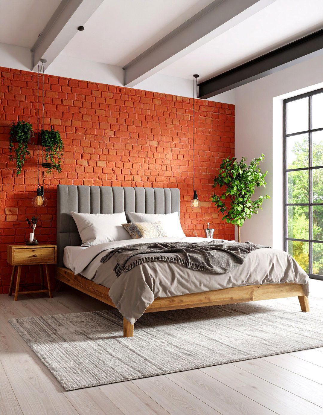Exposed Brick Wall Bedroom Accent - 30 room interior design bedroom ideas