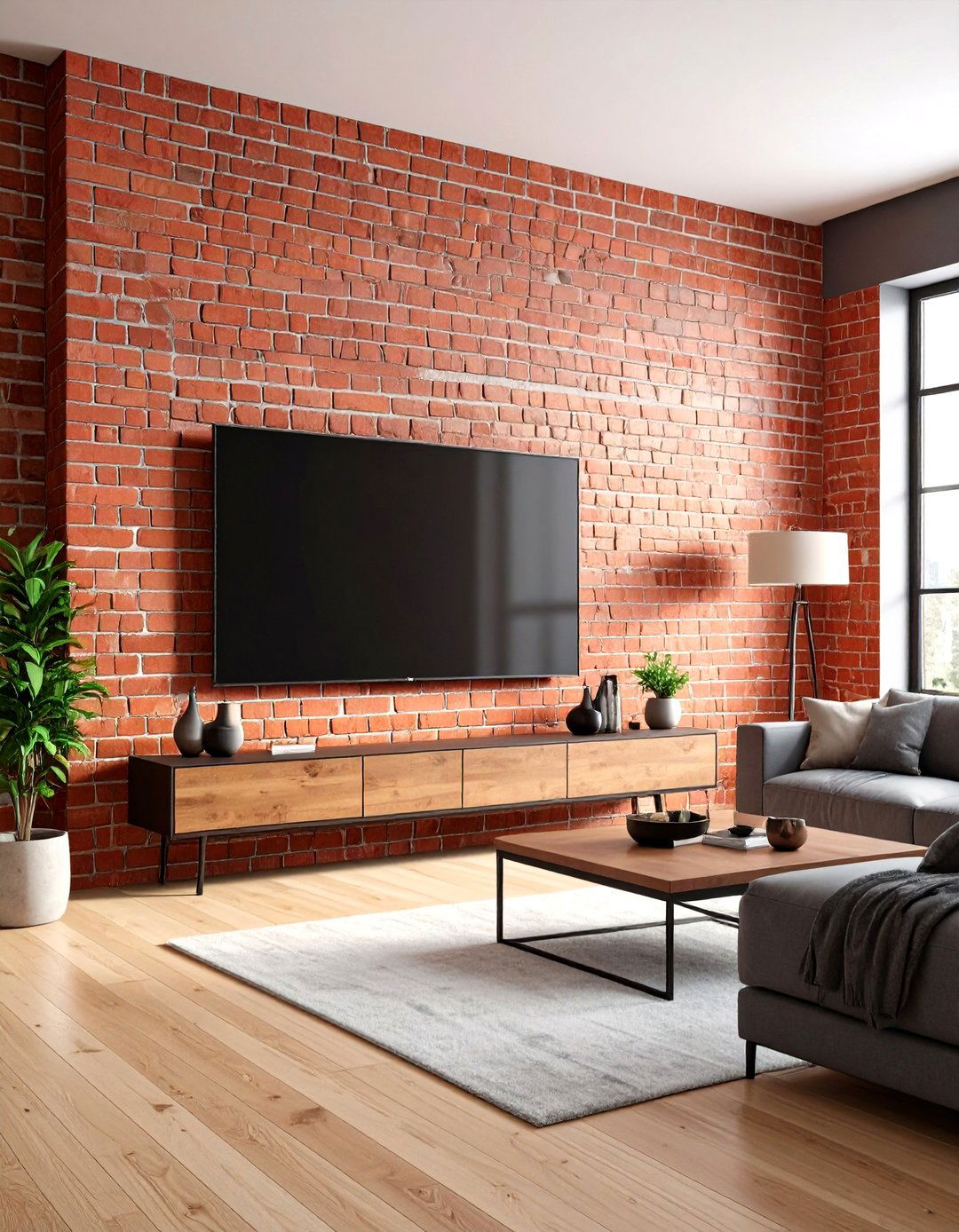 Exposed Brick Wall - 30 accent wall behind tv ideas