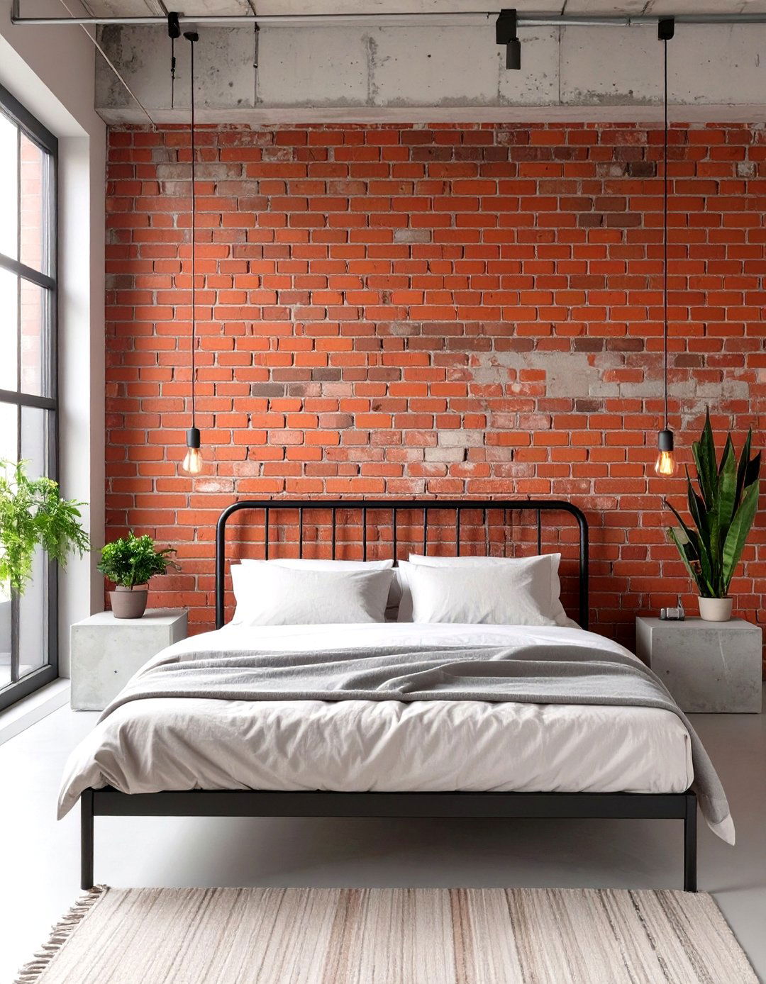 Exposed Brick and Steel Bedroom - 30 industrial home design ideas
