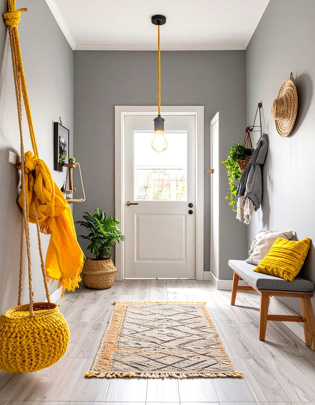 Exposed Bulb Pendant with a Unique Cord - 30 small entryway lighting ideas