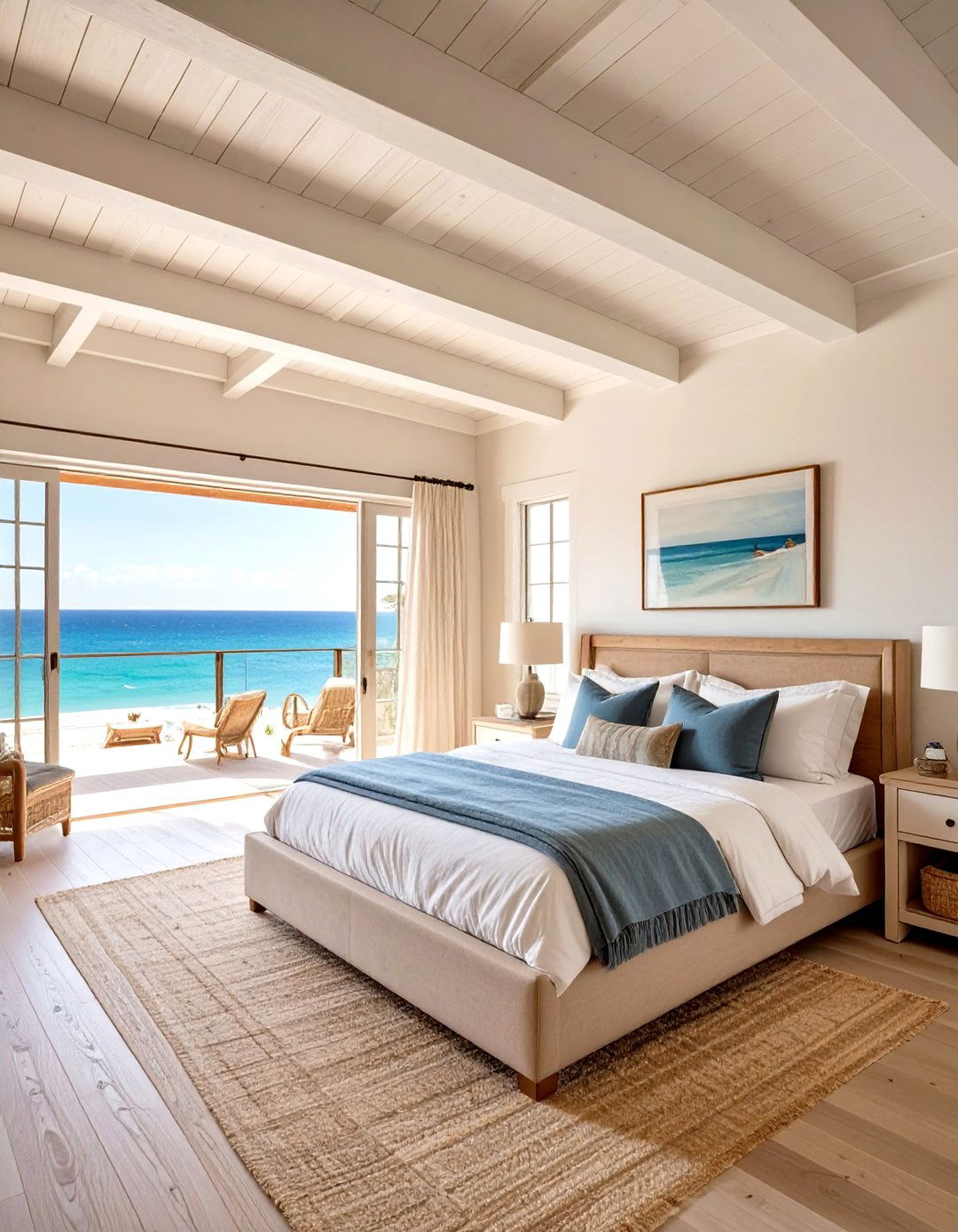 Exposed Ceiling Beams - 30 seaside modern coastal bedroom ideas