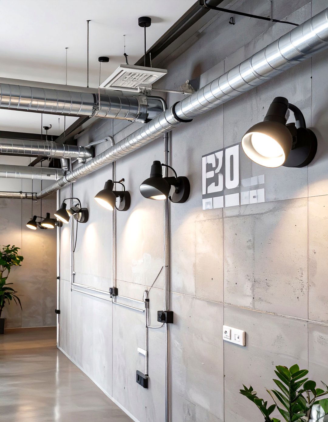 Exposed Conduit and Industrial Sconces - 30 office lighting ideas