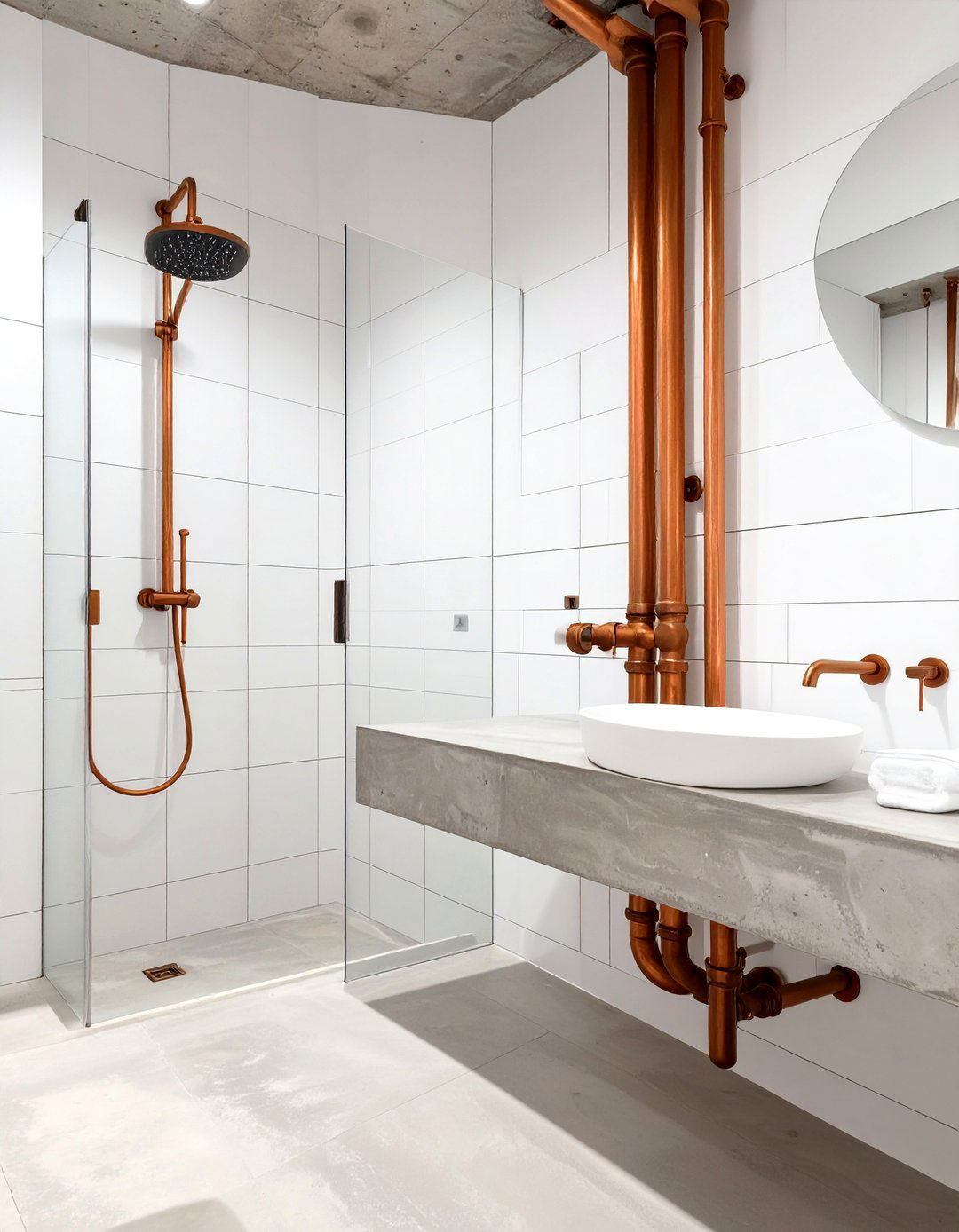 Exposed Pipe Industrial Bathroom - 30 mens bathroom ideas