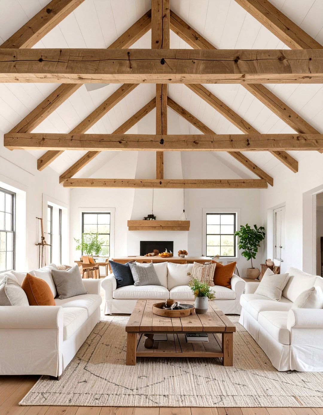 Exposed Rafters for a Farmhouse Feel - 30 ceiling ideas for living room