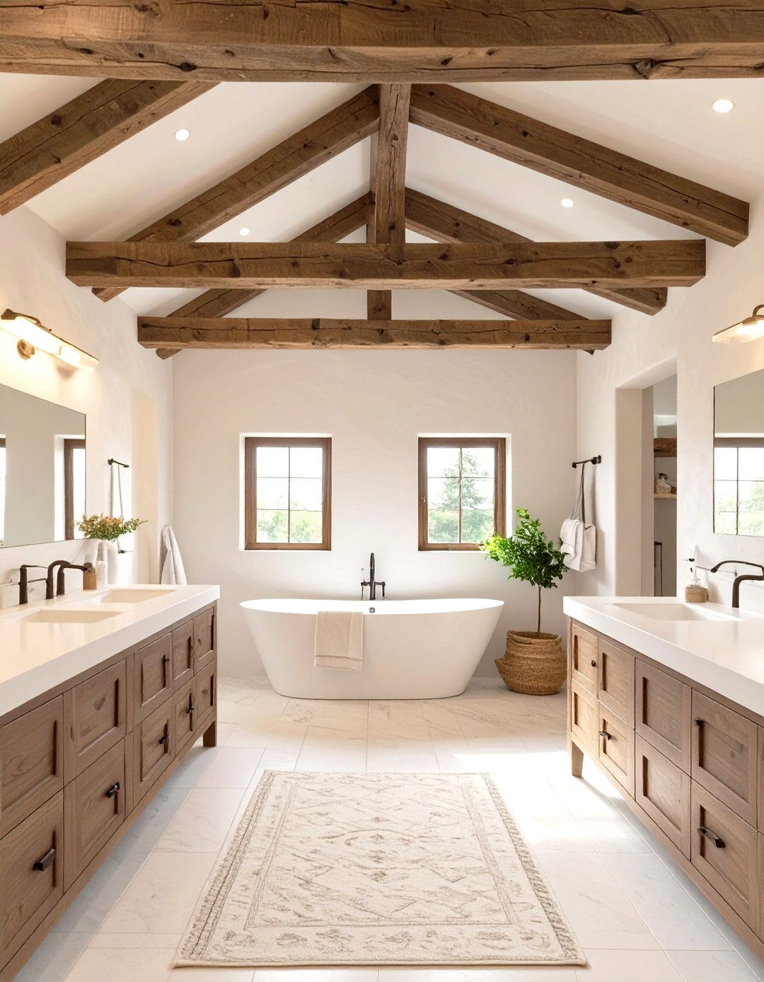 Exposed Wood Beams for a Western Bathroom - 30 western bathroom ideas