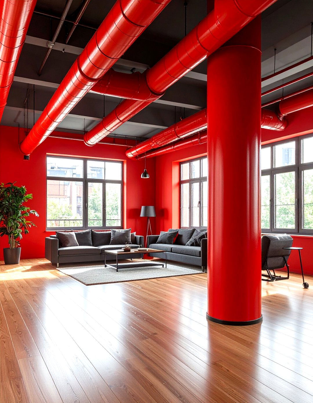 Exposed and Painted Pipes - 30 post modern interior design ideas