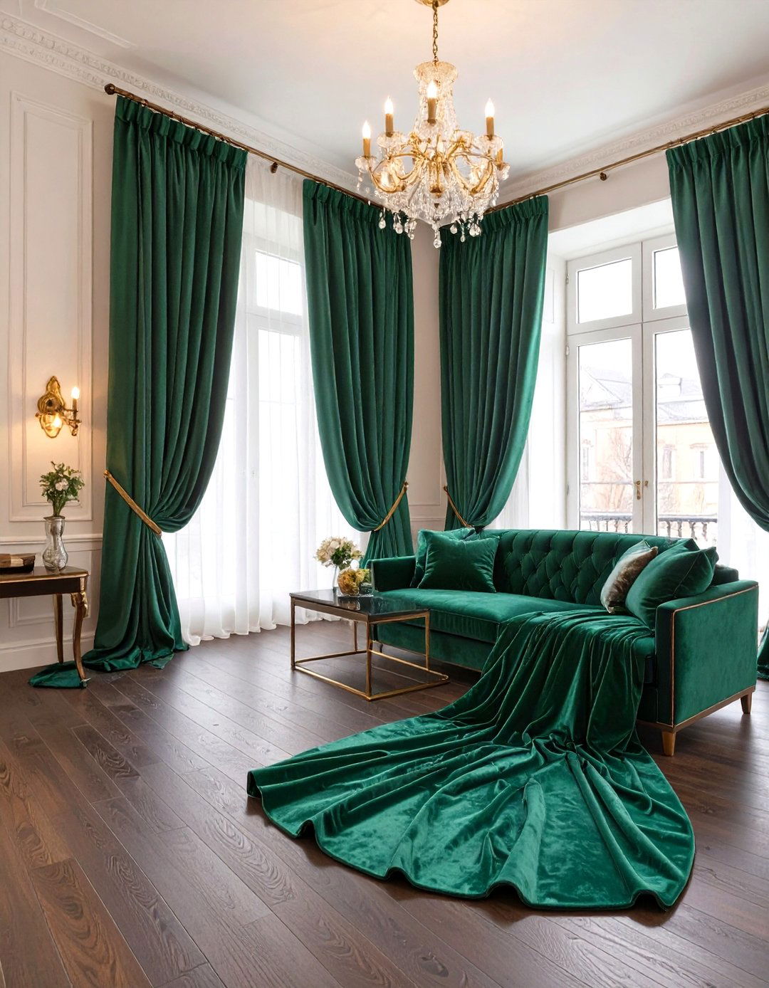 Extra Long Puddled Curtains - 30 modern curtain designs for living room