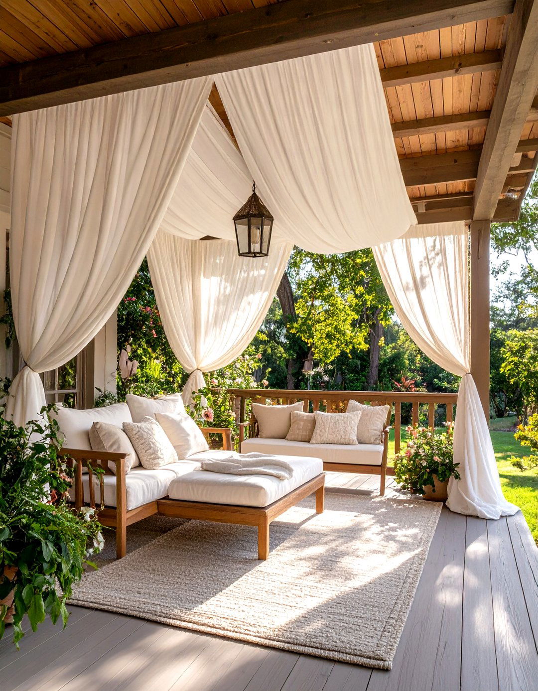 Fabric Canopy Porch Ceiling - 30 inexpensive porch ceiling ideas