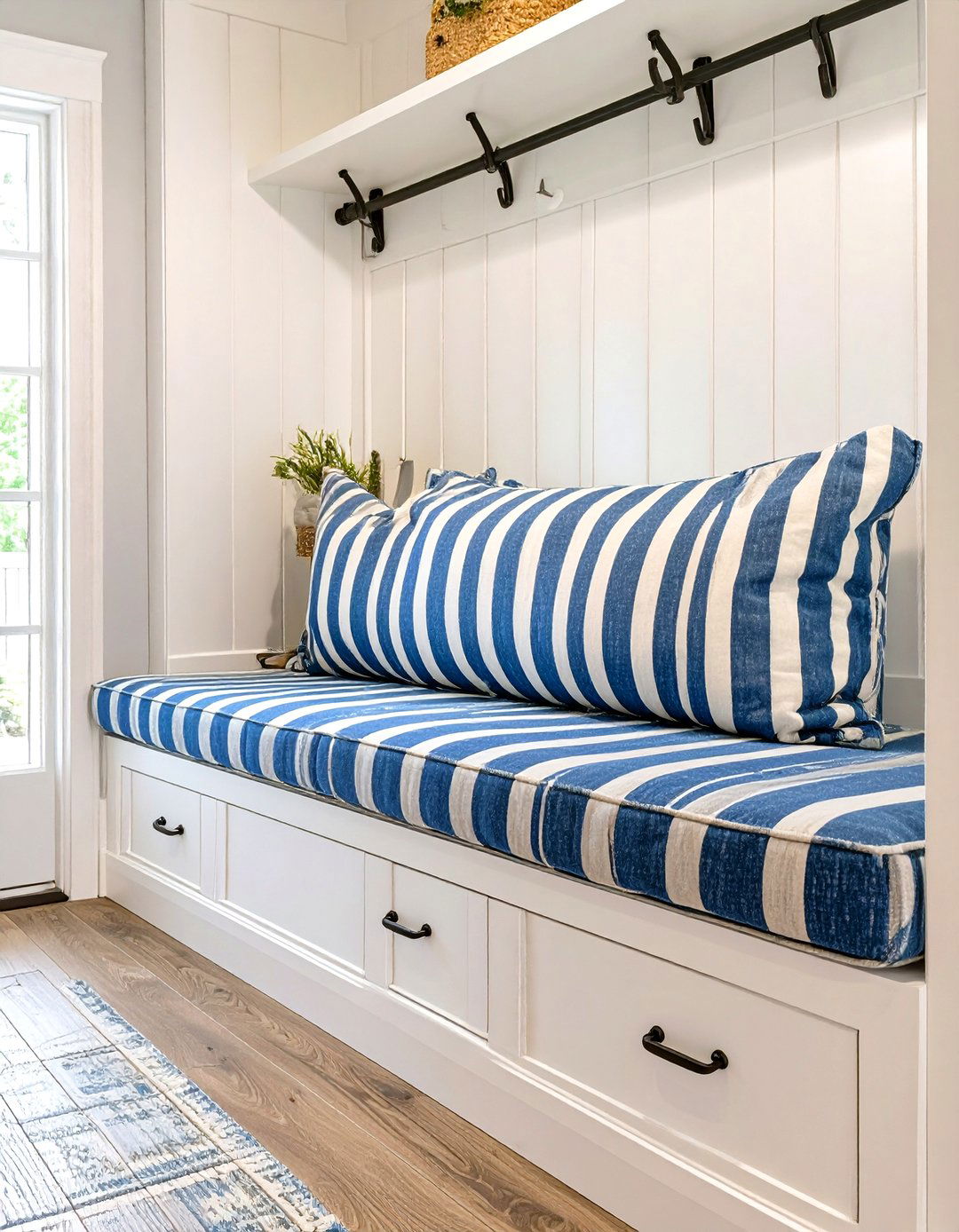 Fabric Cushion Topped Bench Mudroom - 30 small mudroom mudroom ideas