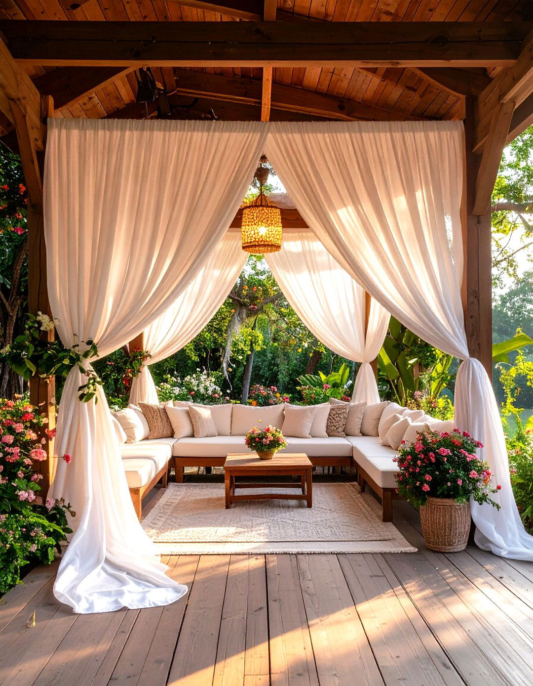 Fabric Draped Porch Canopy - 30 enclosed porch ideas on a budget