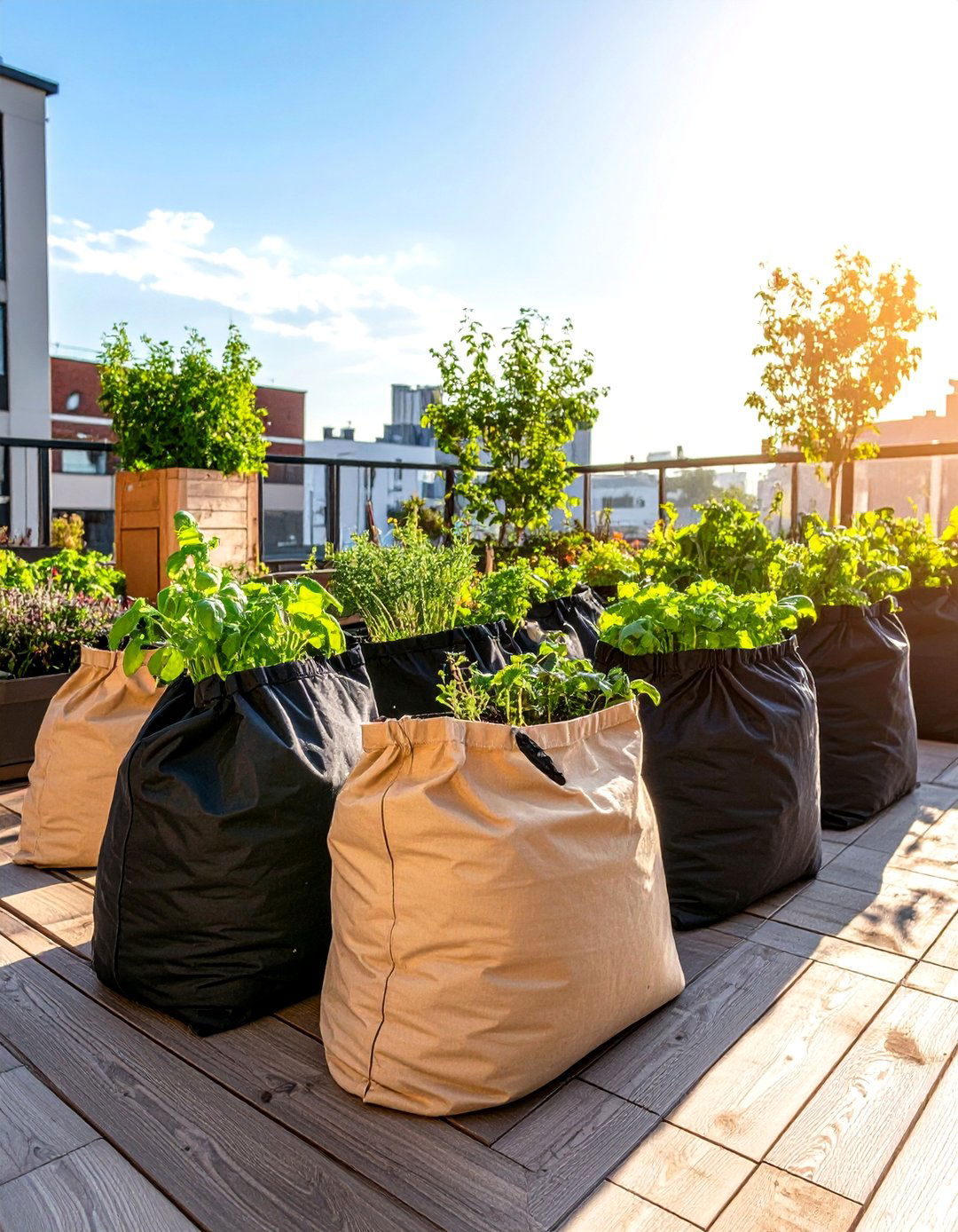 Fabric Grow Bag Garden Grouping - 30 inexpensive raised garden bed ideas