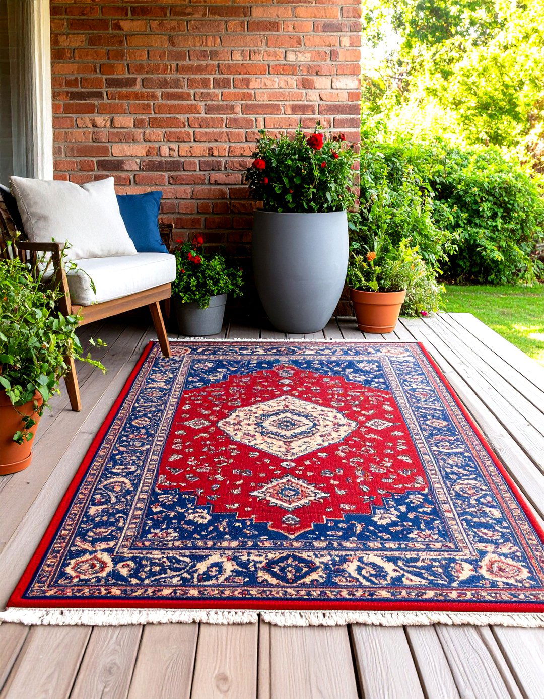 Faded Persian Style Outdoor Rug - 30 front porch rug ideas