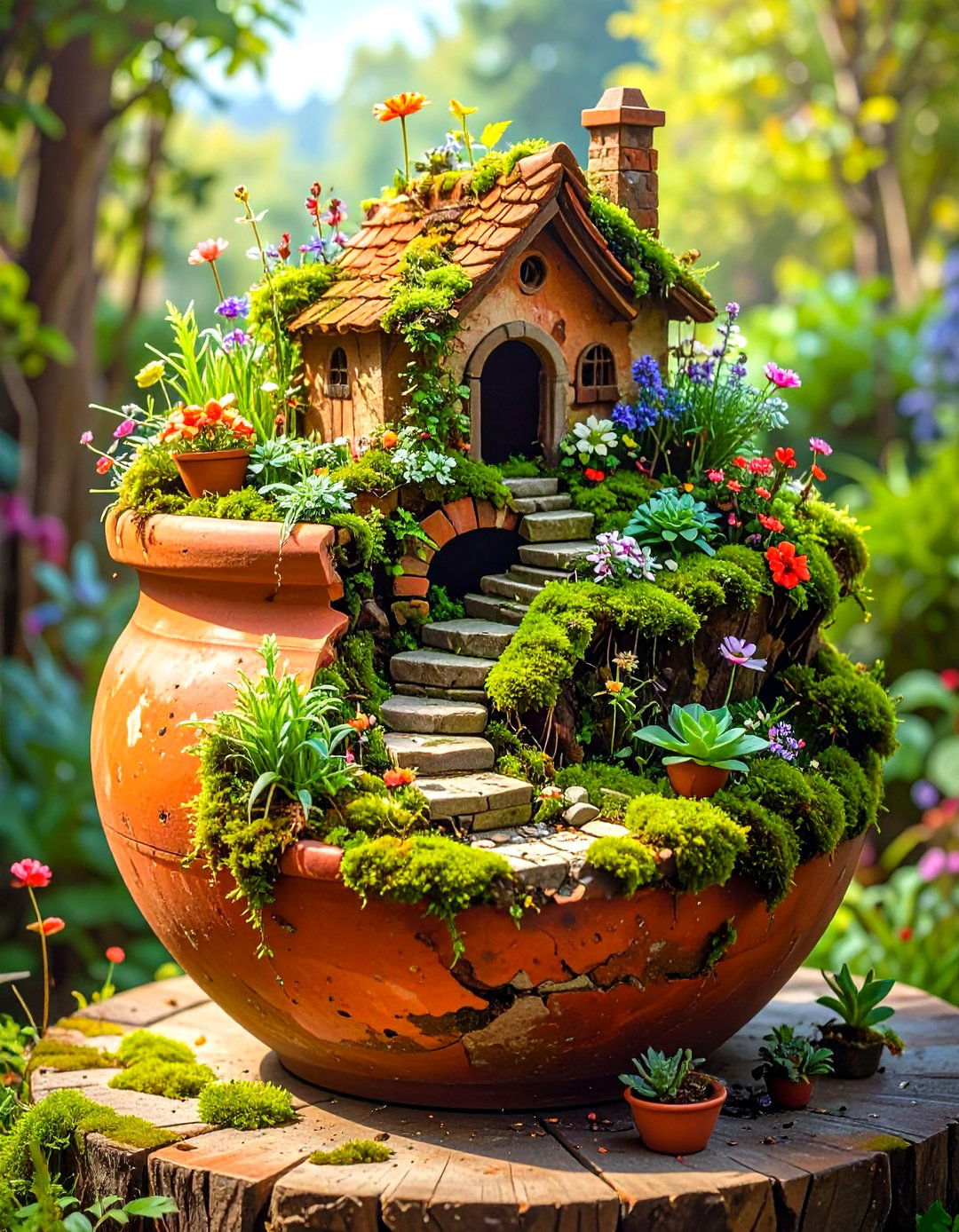 Fairy Garden in a Broken Pot - 30 simple garden ideas