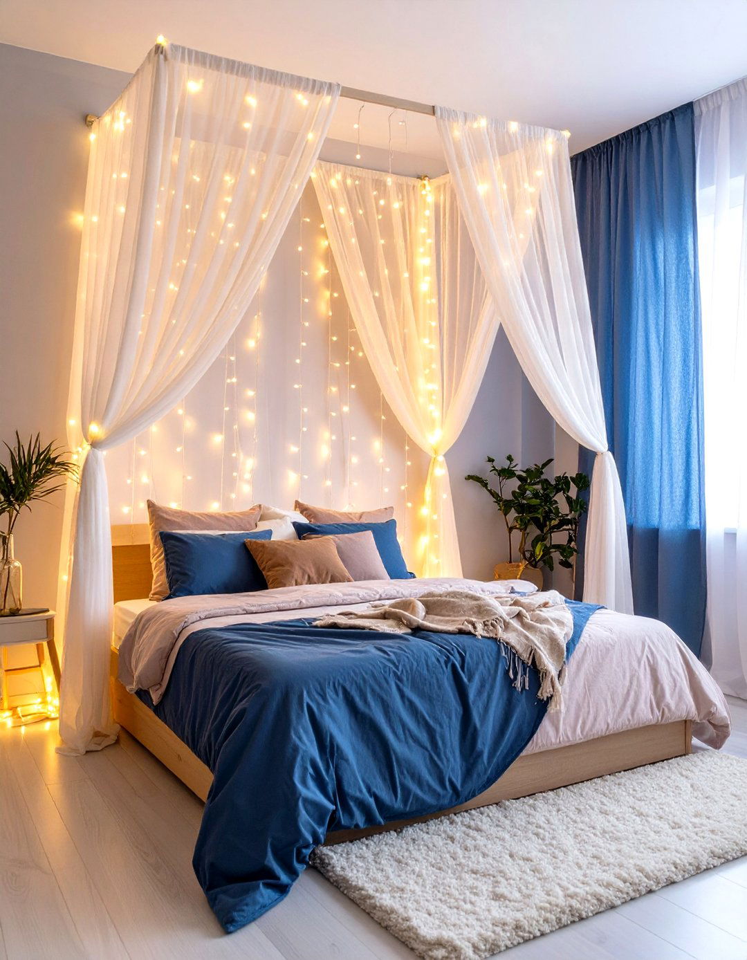 Fairy Light Wall Canopy - 30 room decor ideas for girls