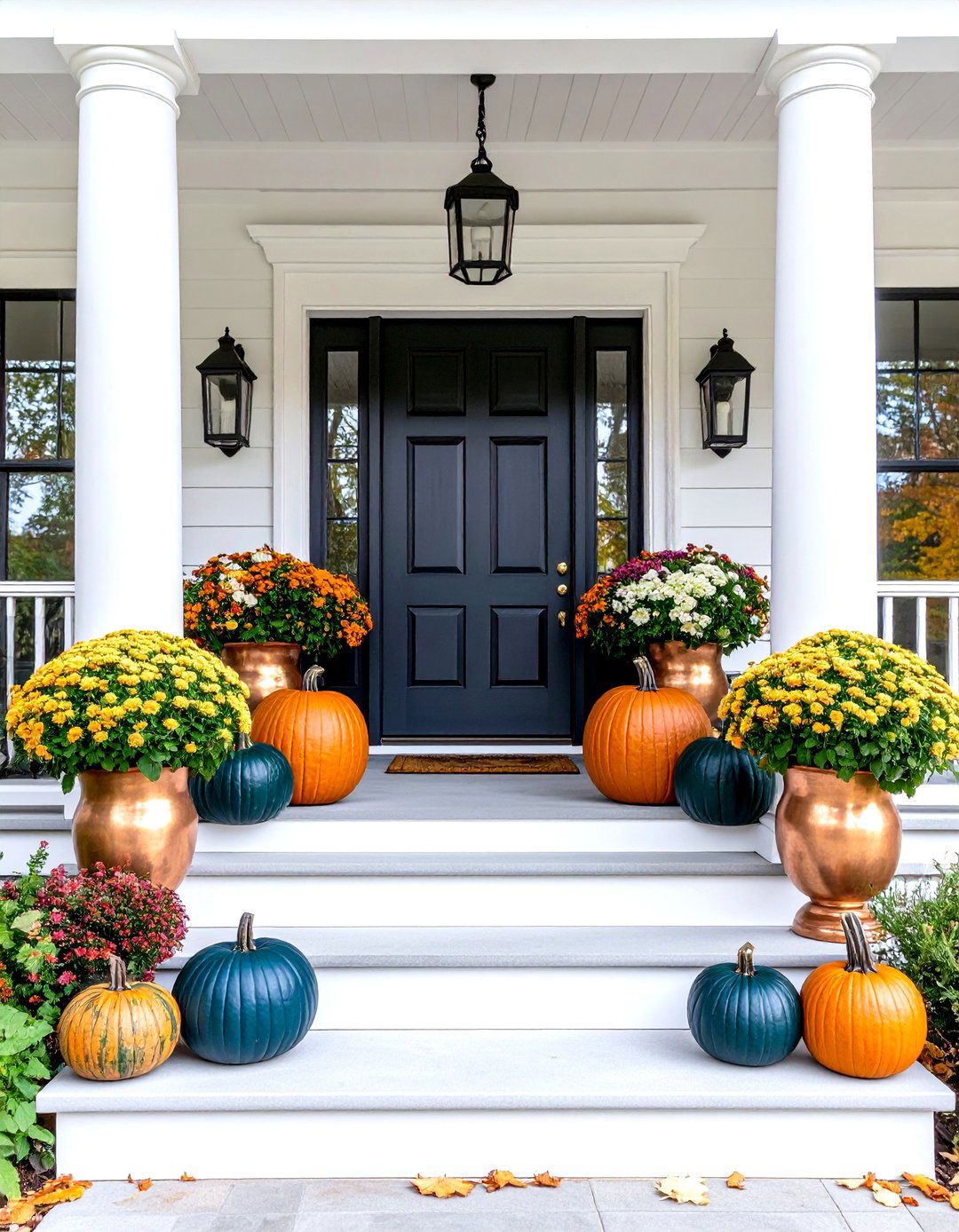 Fall Porch with Jewel Tones - 30 fall porch decorating ideas