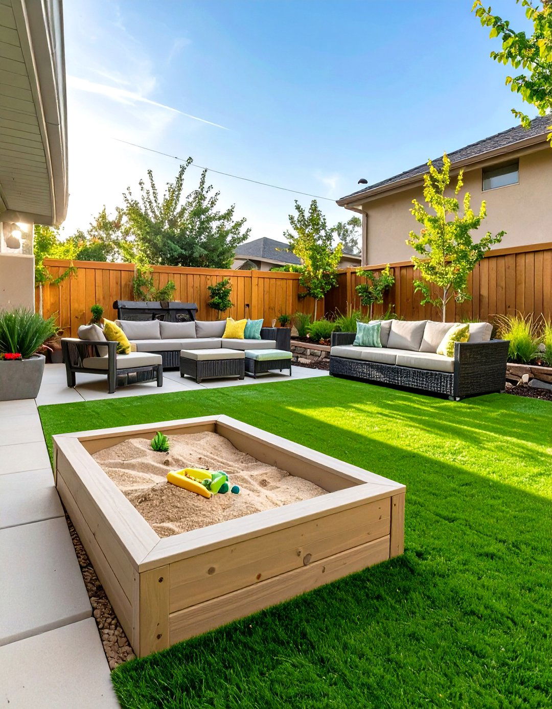 Family Friendly Patio with a Play Area - 30 outdoor patio design pictures ideas