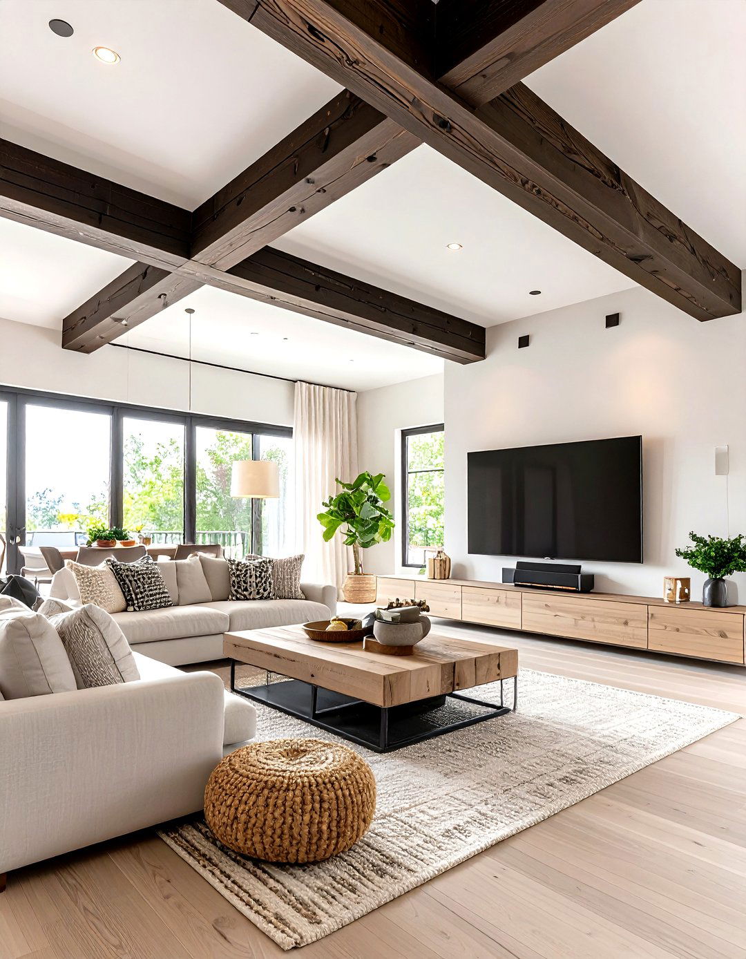 Family Room with a Statement Ceiling - 30 family room ideas with tv