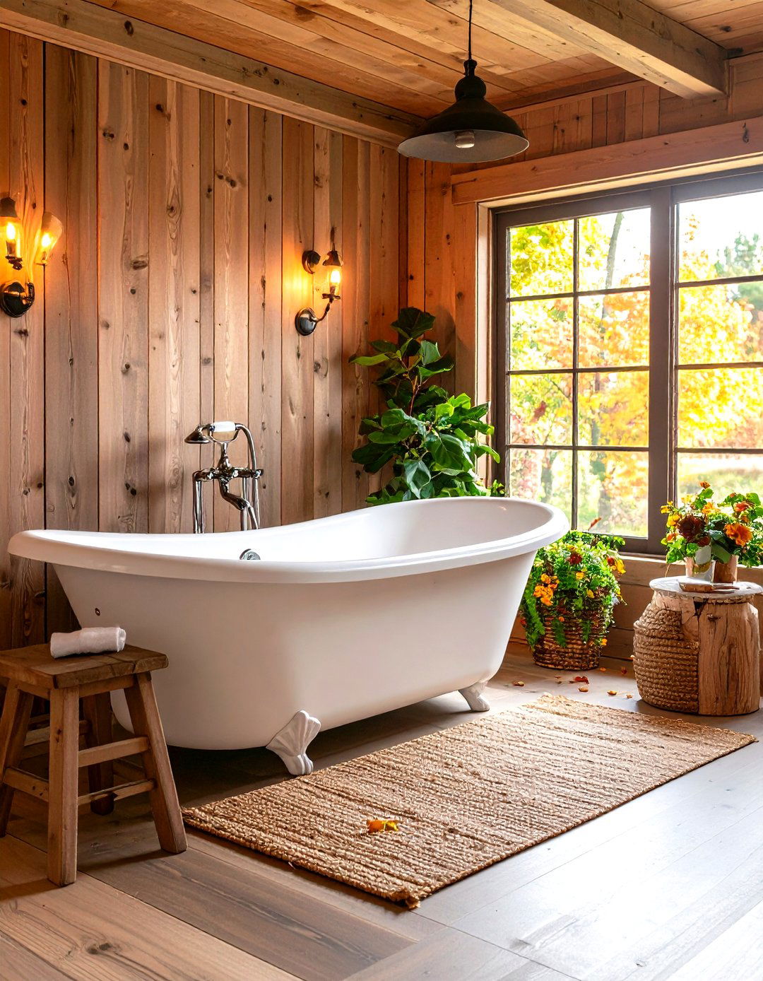 Farmhouse Bathroom with a Freestanding Tub - 30 farmhouse interior design ideas
